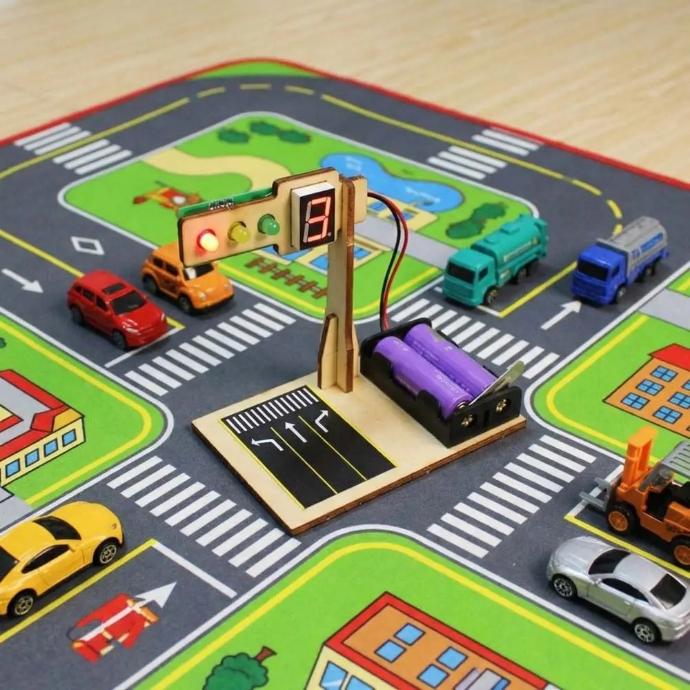 

Деревянная модель светофора: набор для творчества, ручная работа, светодиодная подсветка, интеллектуальный дизайн, функция обратного отсчета