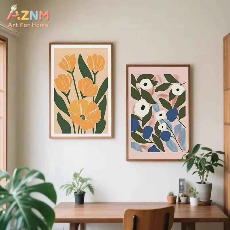 Modern Flat Matisse Spring Fresh Feeling Prints Flower Market Pink Green Wall Art Posters Canvas Painting Mural Decoration