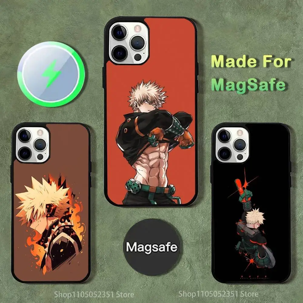 

Phone Case For iPhone 16,15,14,13,12,11,Pro,Max,Plus,Mini,SE4,E Bakugo My Hero Academia Magnetic Magsafe Wireless Charging