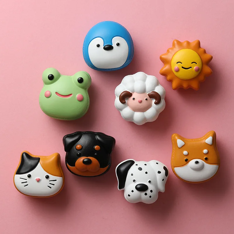 Cartoon Kühlschrankmagnete Tier-Macaron Kühlschrank-Dekoration Magnet-Aufkleber 3D Katzen- und Hunde-Magnetaufkleber aus Harz – Detail 2