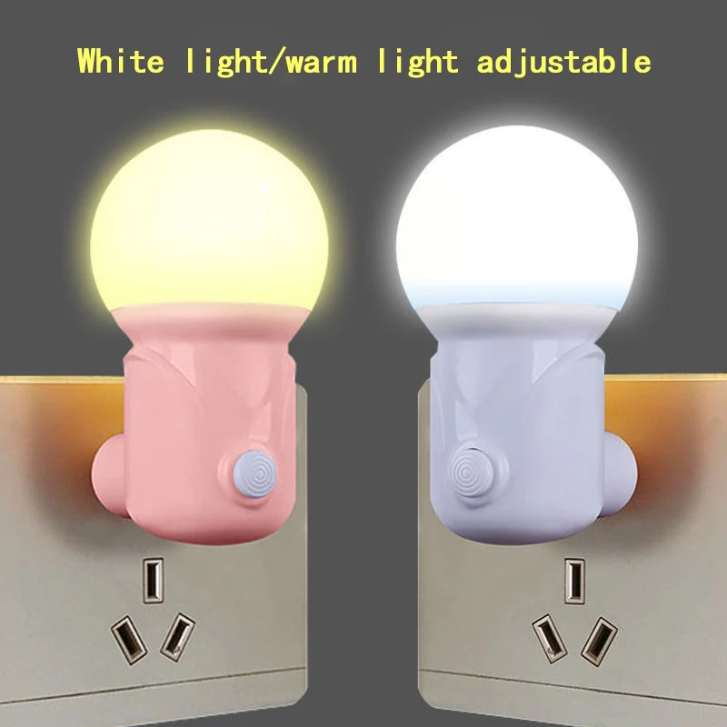 LED Plug In Night Lights Dimmer Led Lights With Switch 2 Color Changing For Bedroom Sleep Light Energy Saving Balcony Lamp