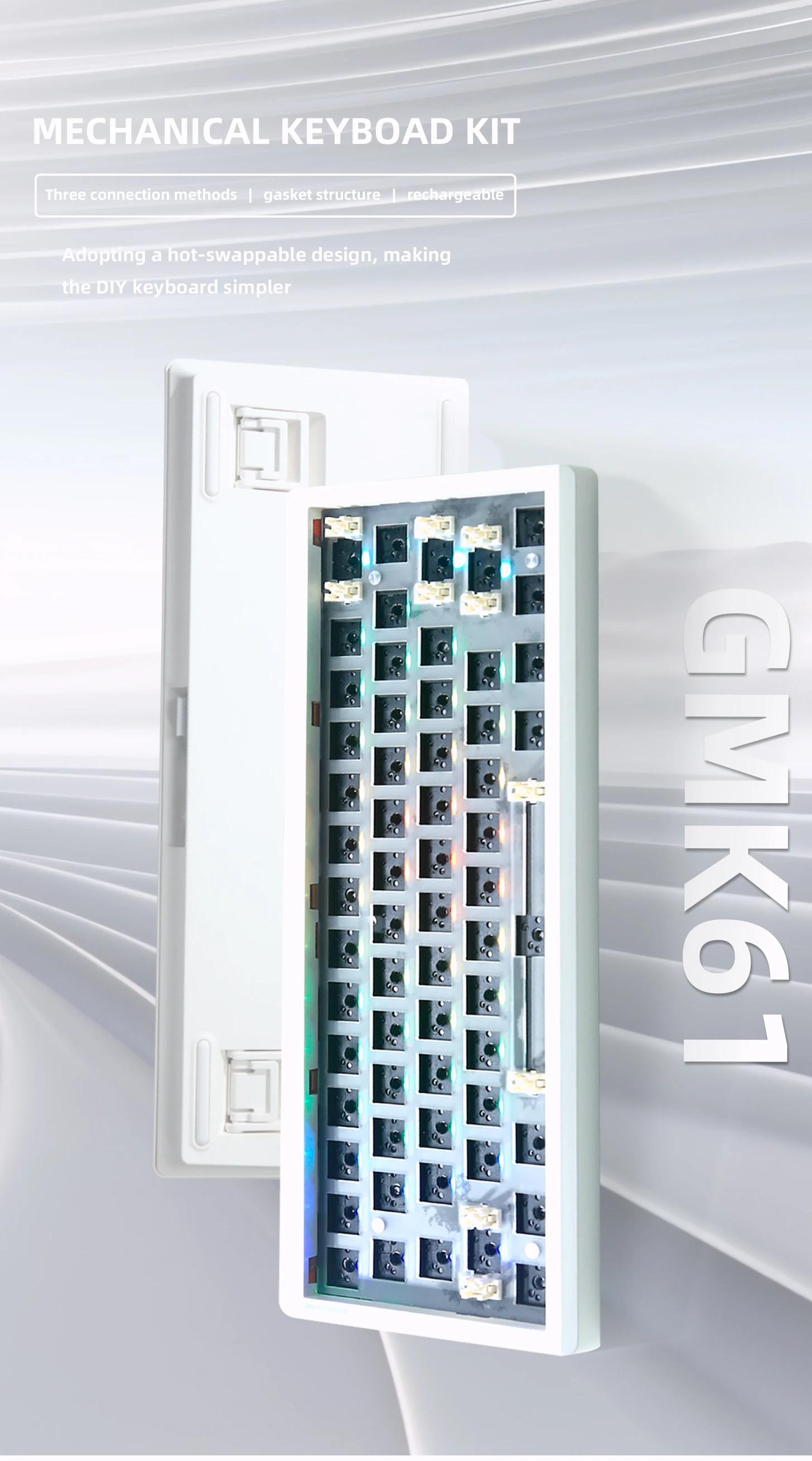 ZUOYA Gmk61 Mechanical Keyboard Kit Hot-swappable 3-mod Bluetooth 2.4G Wireless RGB Backlit Gasket Structure Keyboard