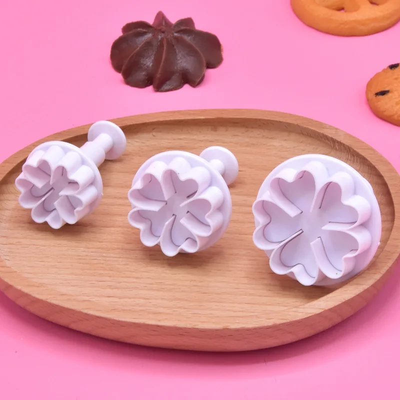 3/4PCS Plunger Cutters Fondant Cutter Cake Cookie Biscuit Mold DIY 3D Decorating Tools Baking Supplies Biscuit Mould