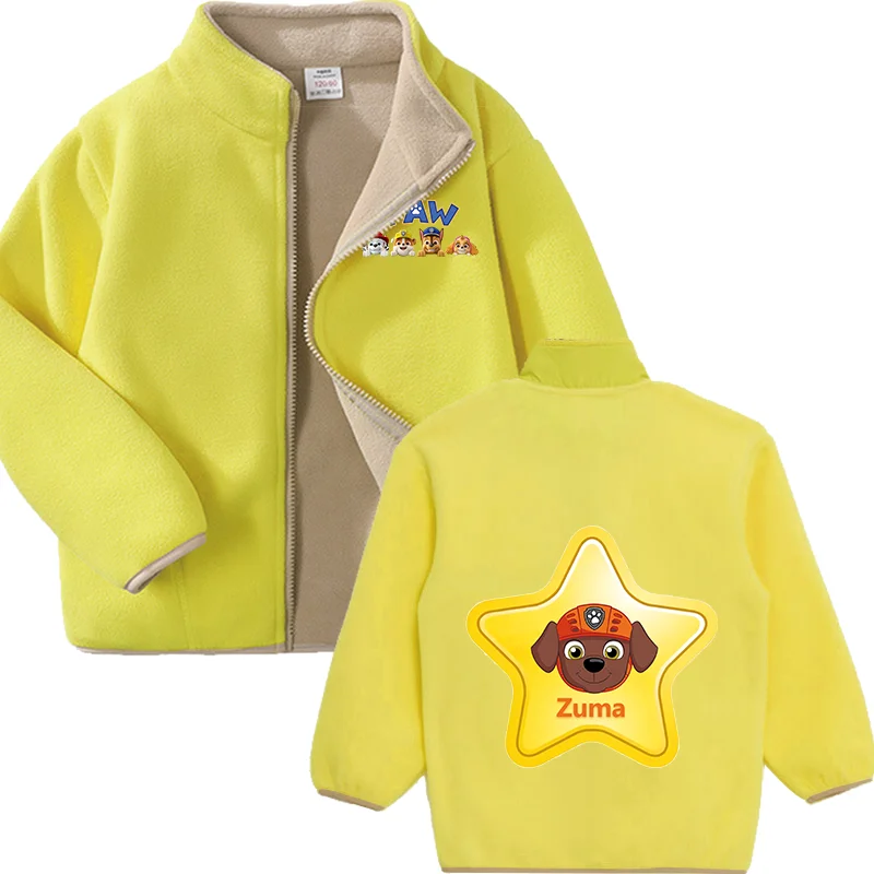 Paw Patrol Warm Fleece Jacket Chase Skye Outerwear Spring Autumn Winter Kids Solid Boy Girl Soft Polar Fleece Thick Zipper Coats image 3