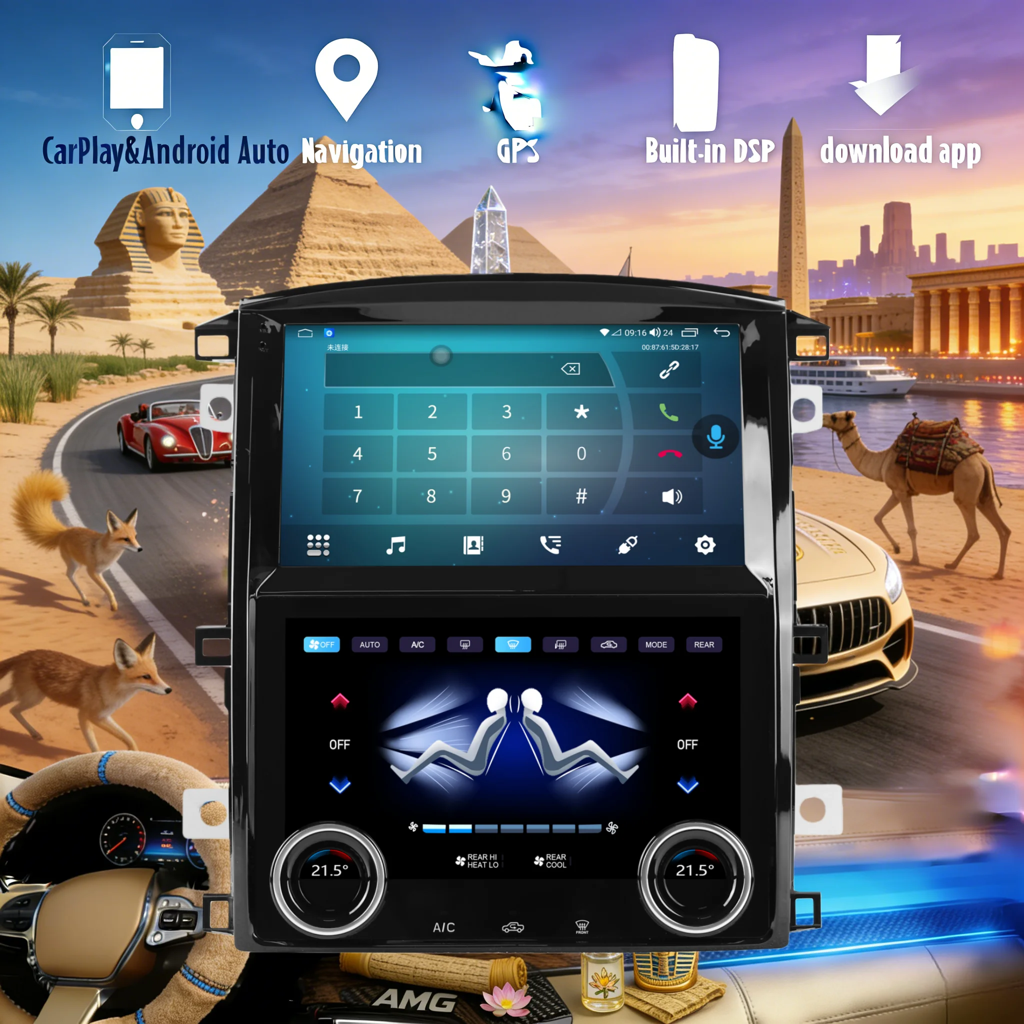 Android 14 CarPlay Auto Car Radio For Toyota Land Cruiser 100 LC100 1998 1999-2007 Screen Multimedia Stereo Player GPS Head Unit