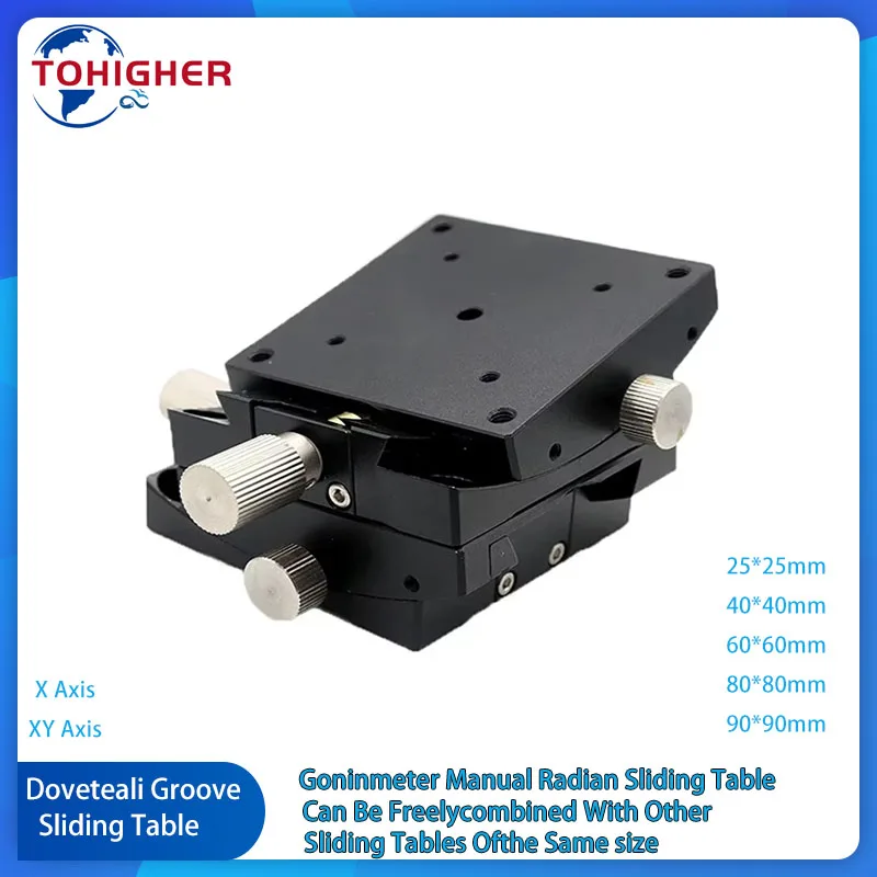 

XY Axis Tilt Slide Table with Manual Arc Adjustment for Optical Camera Fine Tuning Precision Angular Control Tool for Labs