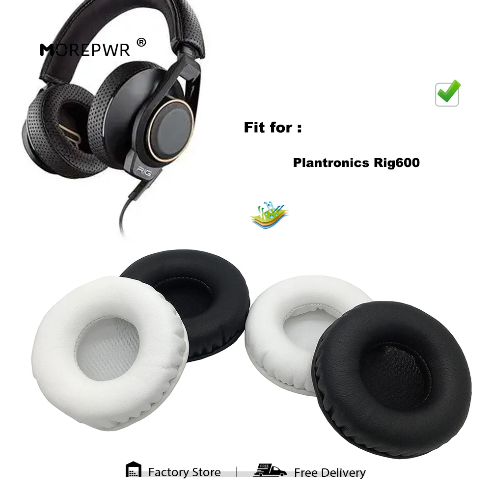 Morepwr, nueva actualización, almohadillas de repuesto para auriculares Plantronics Rig600, piezas de auriculares, cojín de cuero, funda de orejera de terciopelo