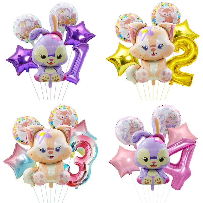 6pcs Cartoon Disney New Stella Lou LinaBell Foil Balloon Set Girl Princess Birthday Number Party Decoration Baby Shower Balloon