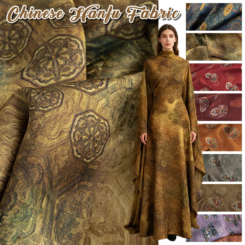 

50*143cm Chinese Style Jacquard Rayon Fabric Luxury Xiangyun Yarn Drape Fabric For Diy Sewing Qipao Cheongsam Hanfu Dress Coat