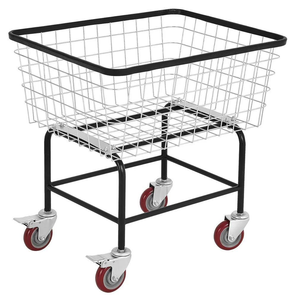 

Wire Laundry Cart 2.5 Bushel, Rolling Laundry Basket With Wheels Commercial Wire Laundry Basket Cart With Galvanized