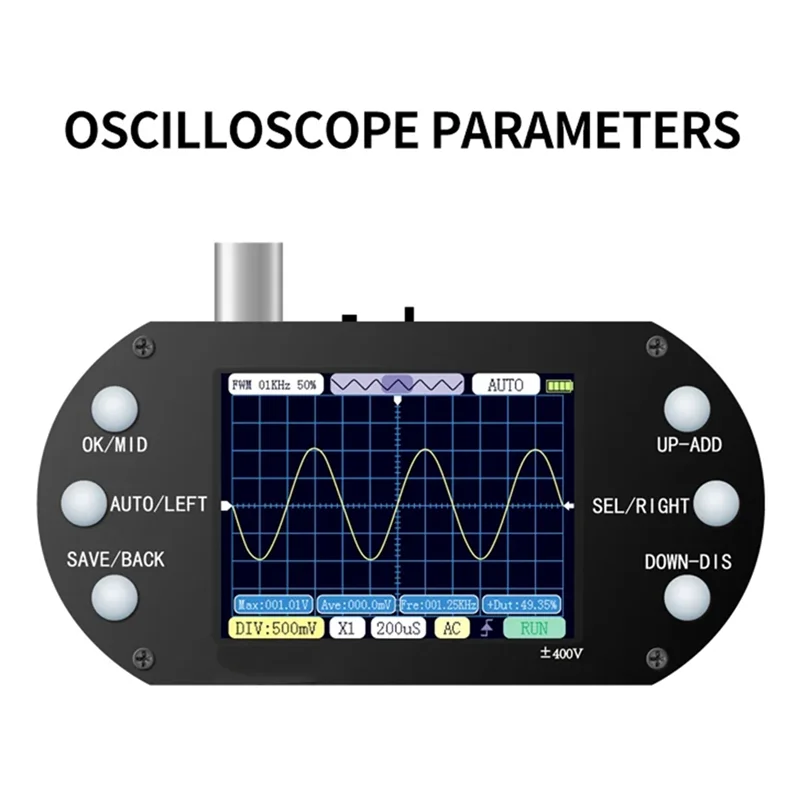 AS60-Digital Oscilloscope Oscilloscope Mini Handheld Sample Rate 500Khz Bandwidth Support AUTO Electronic Repair DIY