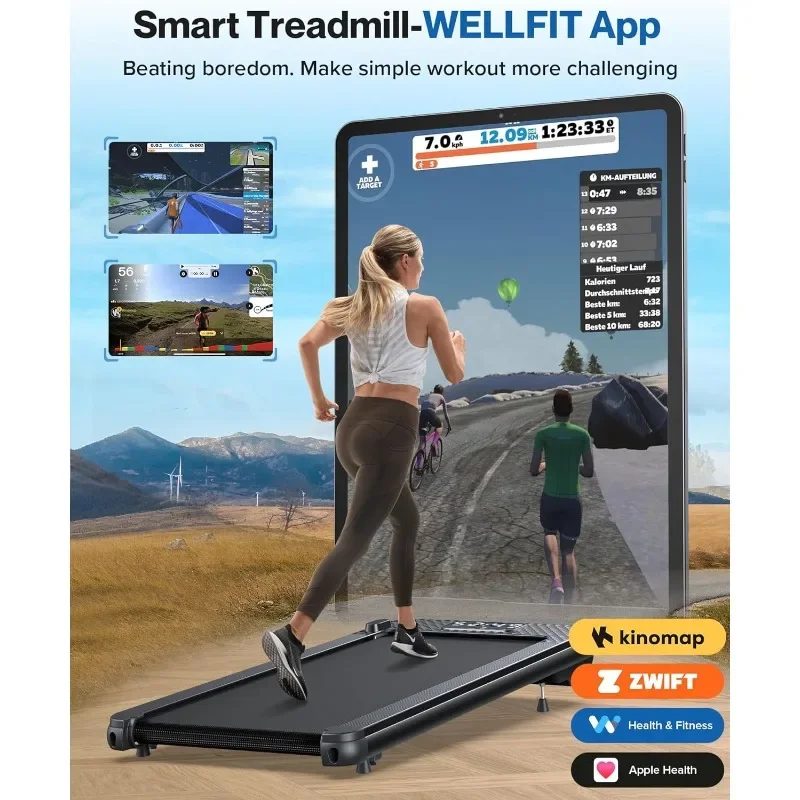 3.0HP Peak Walking Pad Treadmill, 320+ LB Capacity Walking Pad with 8% Incline, Voice Controlled Under Desk Treadmill