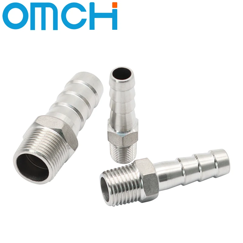 304 خرطوم الفولاذ المقاوم للصدأ اذع موصل 1/8 "1/4" 3/8 "1/2" BSP ذكر الموضوع وصلة أنابيب اذع خرطوم معبد اقتران الذيل موصل