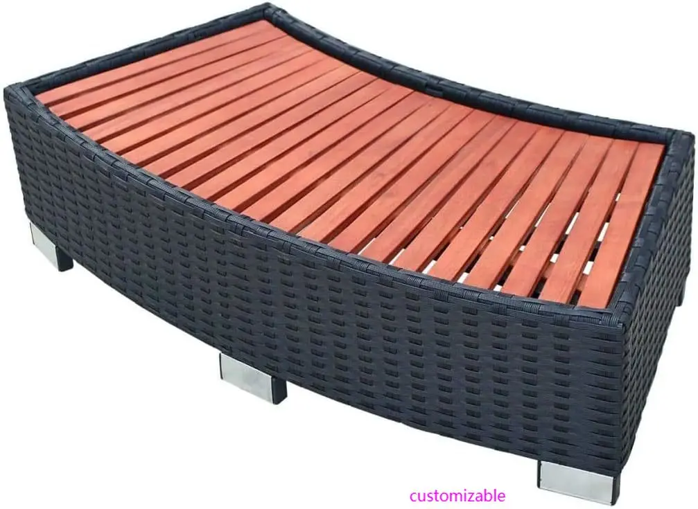 

Inflatable Hot Tub Spa Step,Poly Rattan,Outdoor Massage Hot Tub Frame for Garden, Backyard, Patio Indoor Outdoor Use,Black