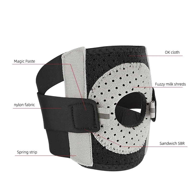 Adjustable meniscus support full protection hook and loop closed for running