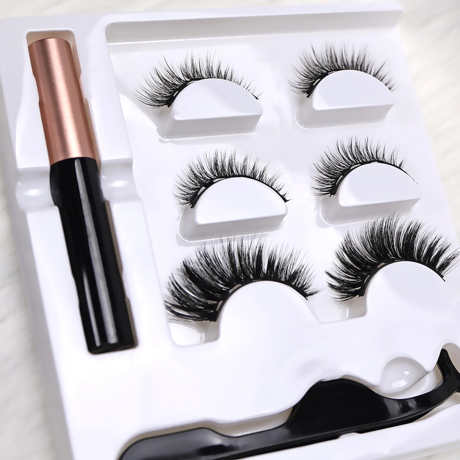 3Pairs Handmade Magnetic Eyelashes Set - No Glue Needed, Faux Cils, Beginner-friendly Beauty Makeup