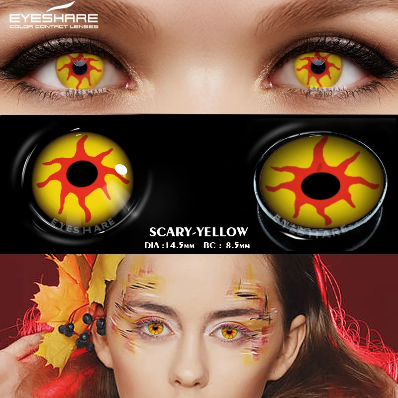 EYESHARE 1pair Color Contact Lenses New Cosplay Colored Contact Lens Eye Blue White Color Lens Yearly Use Beauty Makeup for Eyes