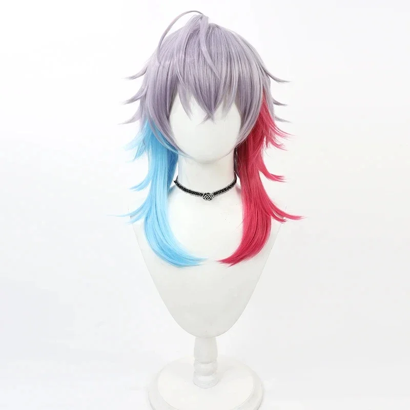 YouTuber Vtuber Gavis Bettel Cosplay Wig Light Purple Red Blue Mixed Heat Resistant Synthetic Hair Halloween Role Play Party