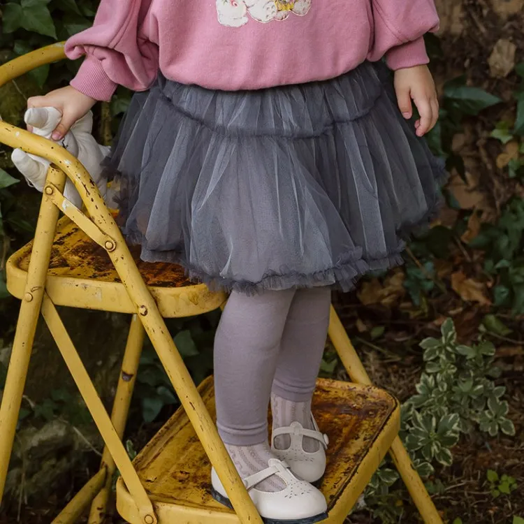 

Girls Dress Pants 2025 New Autumn Korean 3 Layer Mesh Sweet Solid Cute Fashionable Fluffy Mesh Dress Pants