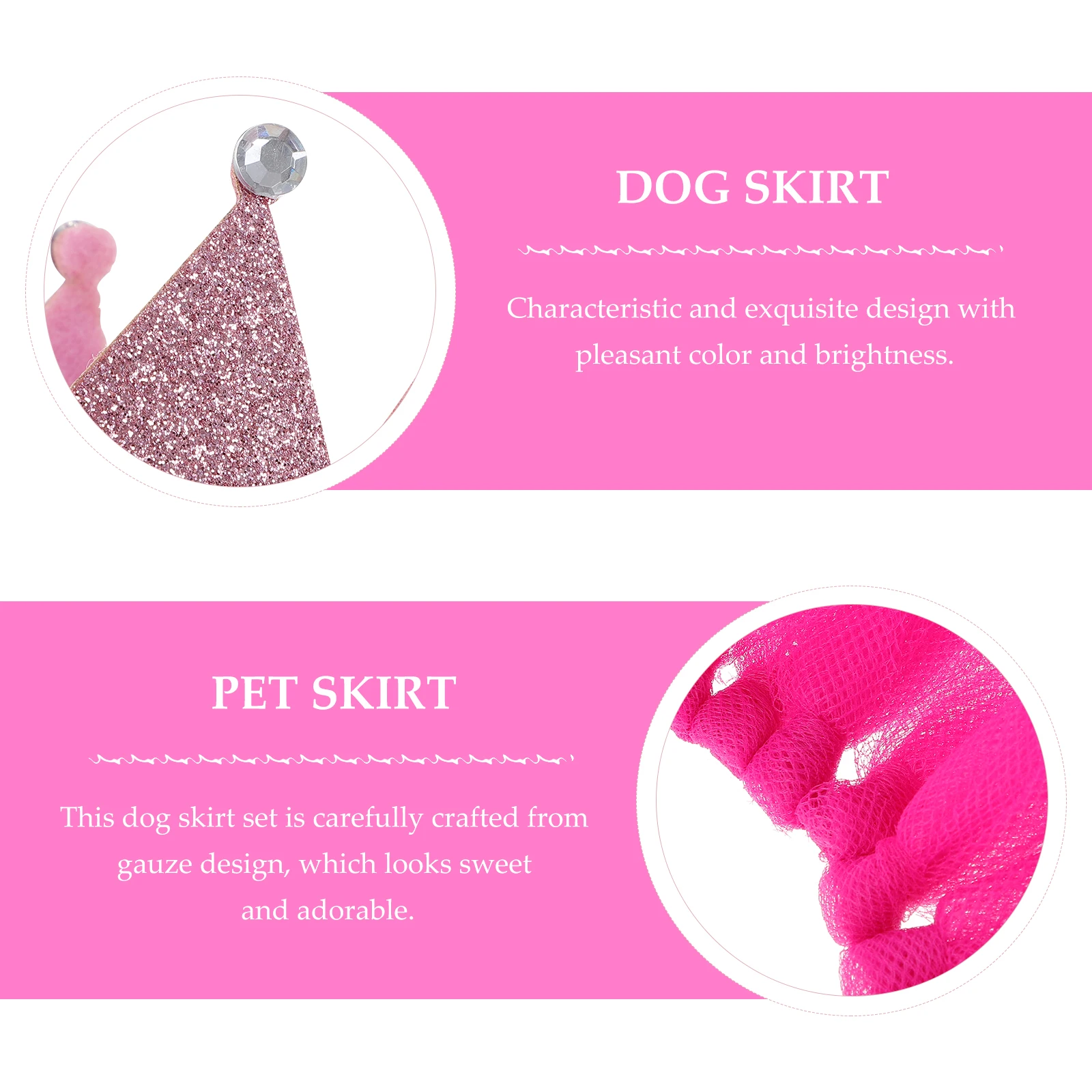 

1 set 1 Set Gauze Skirt Dog Clothes Party Outfit Puppy Dress Bright Color Pet Costume Crown Headband Pet Skirt Dog Apparel