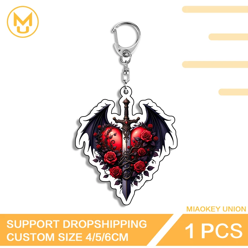 Exquisite Flower Sword Attractive Unique Exclusive Design Double Sided Keyring Ingenious Charming Unique Novelty Jewelry