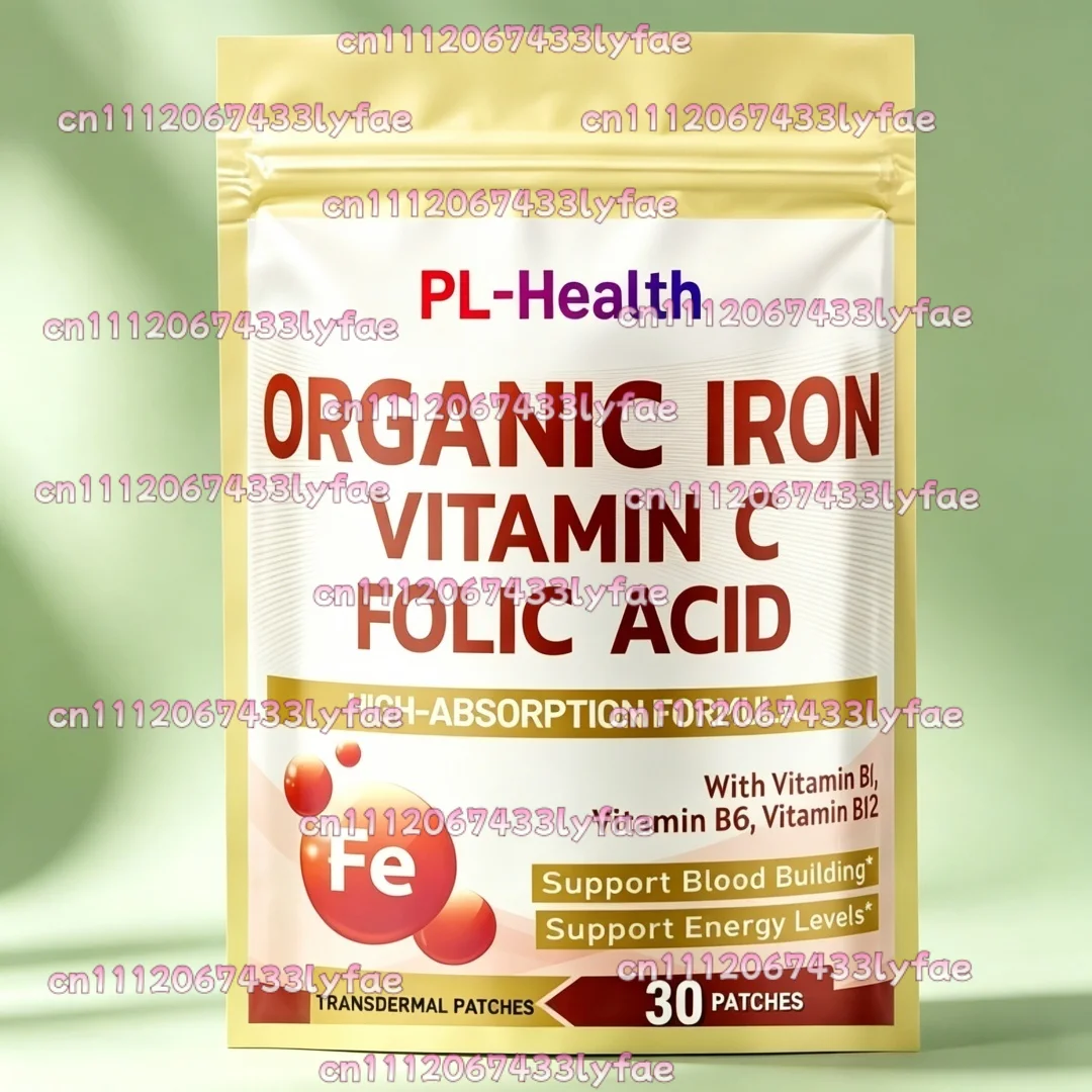 30 Parches Transdérmicos de Hierro con Vitamina C, Ácido Fólico, Vitamina B6, Vitamina B12 - Favorecen la Producción de Hierro en la Sangre