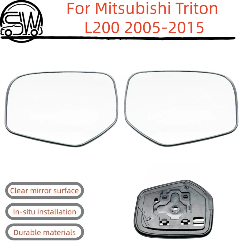 For Mitsubishi Triton L200 2005‑2015 Rearview Mirror Glass Without Heating.