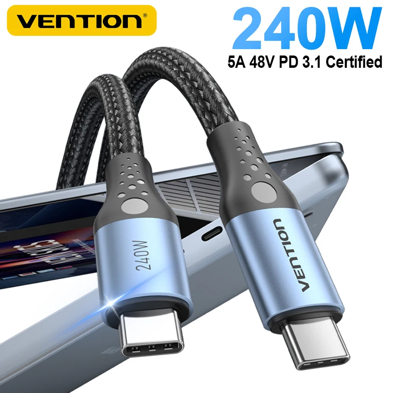 Vention 2024 PD 240W USB Type C to Type C Fast Charging Cable for iPhone iPad MacBook Laptop CarPlay Wire for Samsung S24 Xiaomi