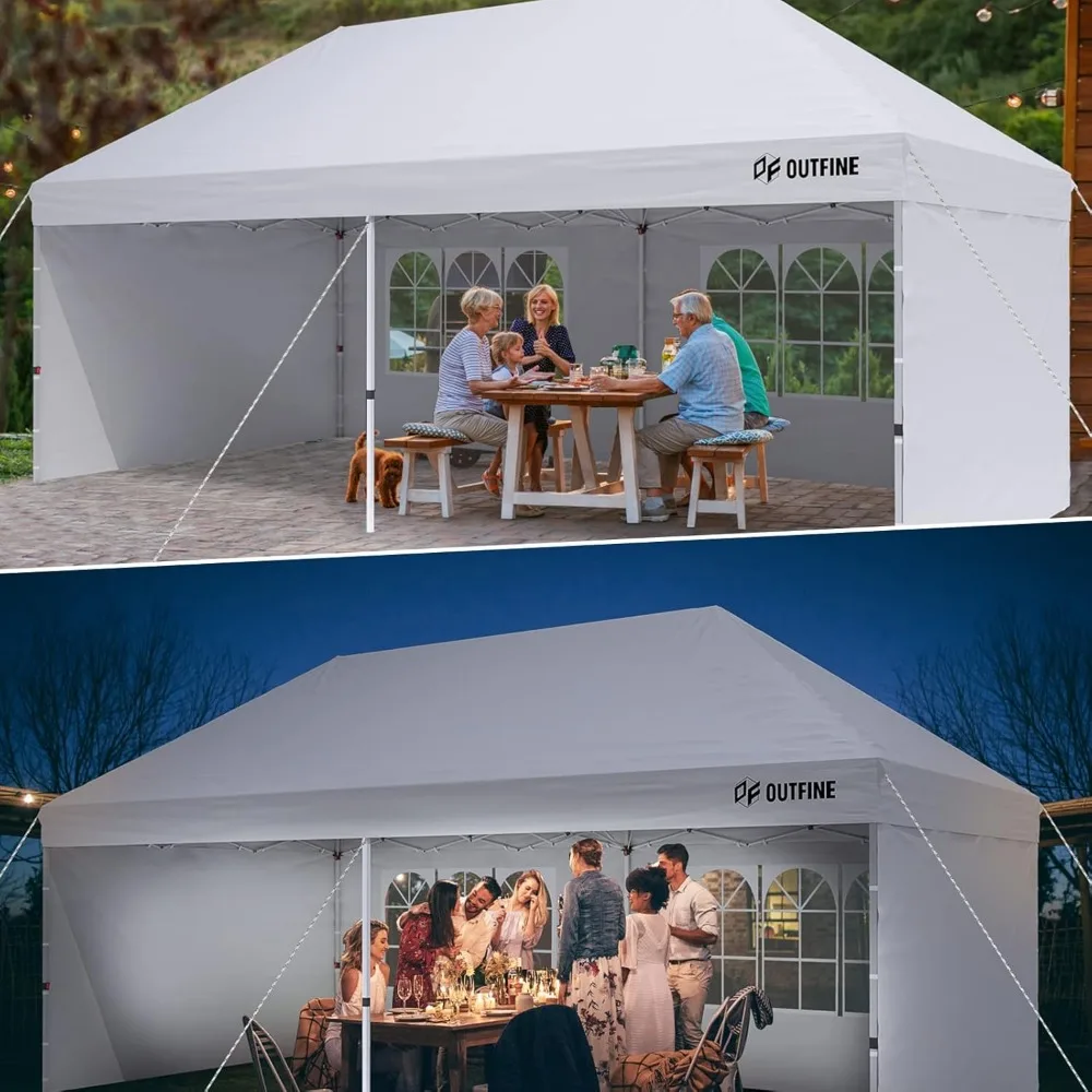 Baldachim 10'X20' Pop Up Baldachim Gazebo Namiot komercyjny z 4 wyjmowanymi ściankami bocznymi, palikami X12, liny X6 na patio na zewnątrz