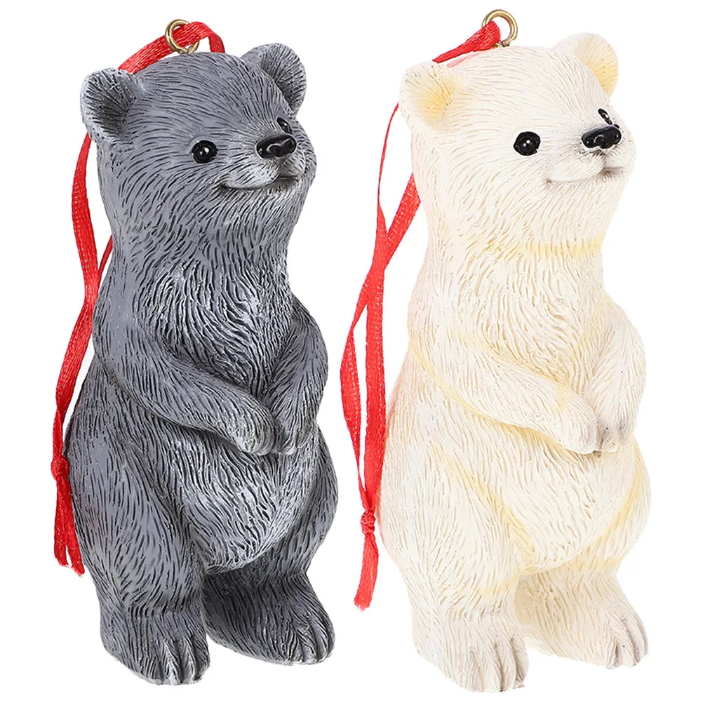 

2Pcs Resin Bear Decor Wear Resistant Hanging Garden Ornament Cute Adorable Bear Figure Courtyard Supply Garden Accessories