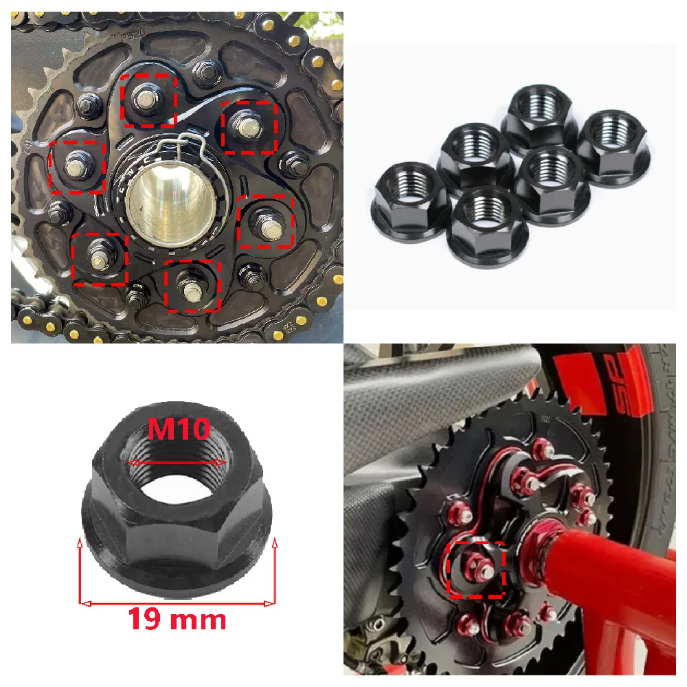 Fits for Ducati DIAVEL V4 1260 1200 ABS XDIAVEL 1262 S 2010-2025 6pcs Motorcycle Refit Rear Sprocket Flange Cover Fixed Nut Set