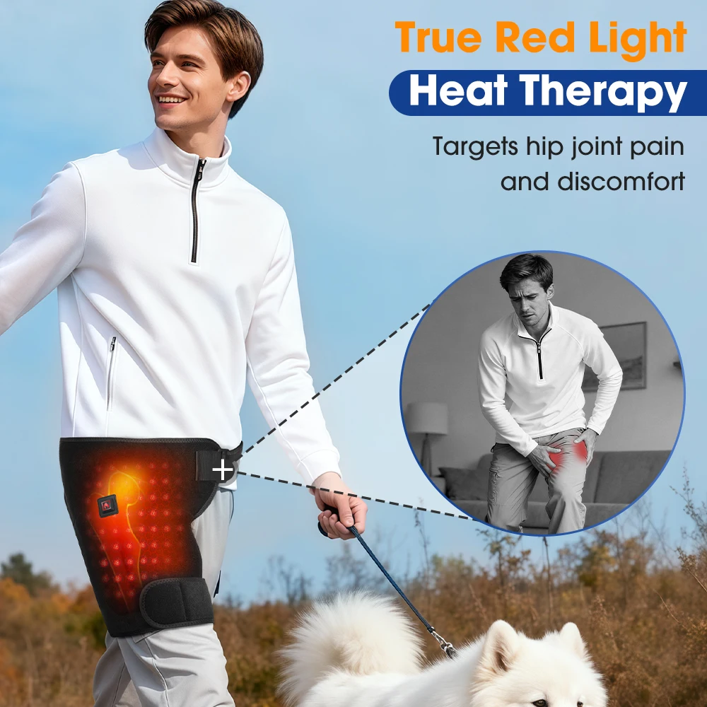 

660nm LED Beads Heated Hip Support Brace Electric Hip Heating Pad for Sciatica Relief Thigh & Buttock Relaxation