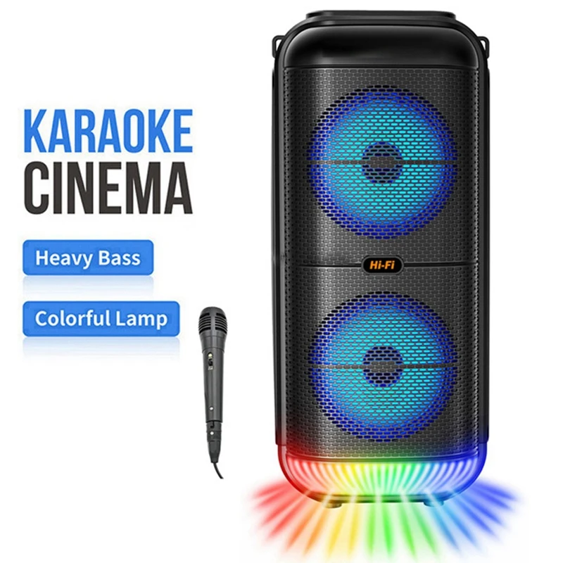 1200W Super Large Outdoor Bluetooth Speaker 6 Inch Double Horn Subwoofer Portable Wireless Column Bass Sound With Mic, Durable