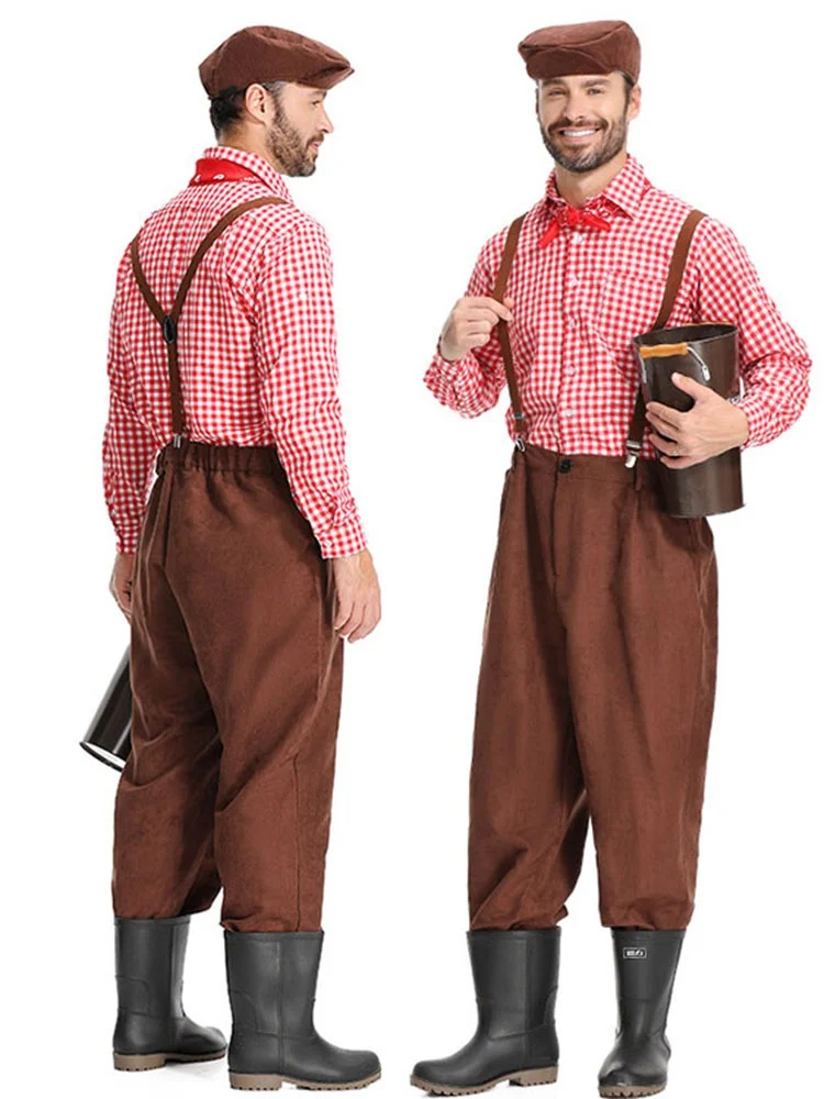 

Хэллоуин для взрослых ли фермерский костюм винтажный фермерский сценический костюм полиэстер традиционная китайская одежда мужской костюм