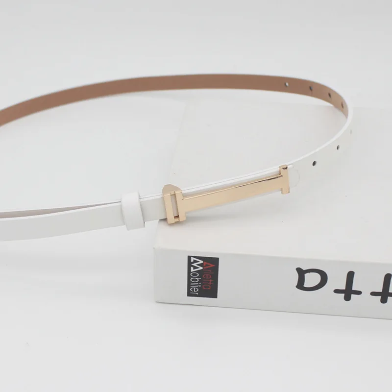 Cinturón para pantalones de mujer, decoración de vestido, cinturón fino de cuero para mujer, correa de cintura con hebilla de Metal