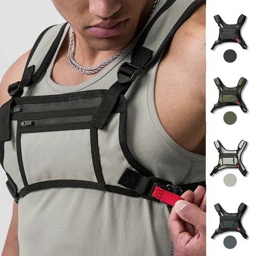 Imagen 1 del producto Bolsa de pecho frontal para deportes y trotar, bolsa de pecho táctica multiusos resistente al agua, bolsa de cuerpo duradera de moda urbana