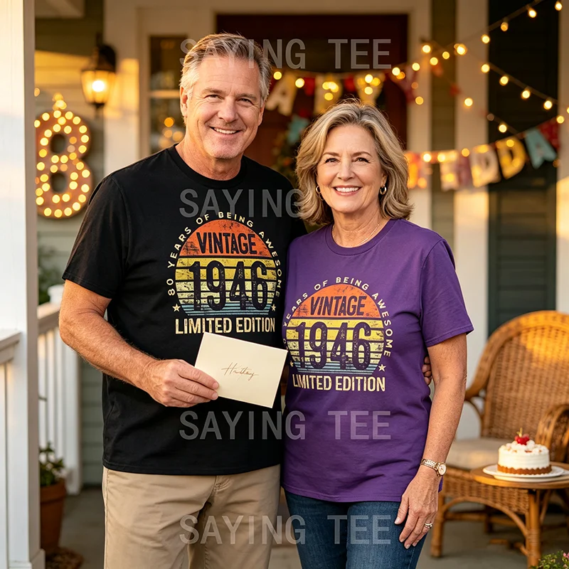 Vintage 1946 Limited Edition 80-Jähriges Geschenk zum 80. Geburtstag, tolles T-Shirt für Opa, Oma, Geburtstagsgeschenk, modisches T-Shirt mit Spruch – Detail 5