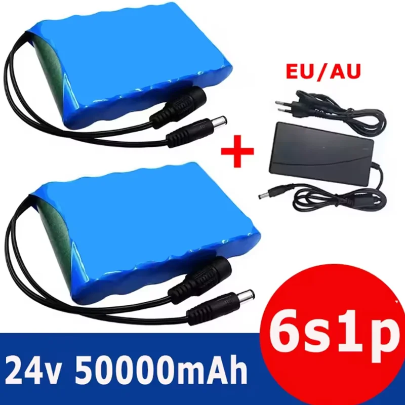 24V 6S2P 50000mAh 18650 lithium battery pack with BMS, suitable for electric motorcycle 24V camping equipment+optional p