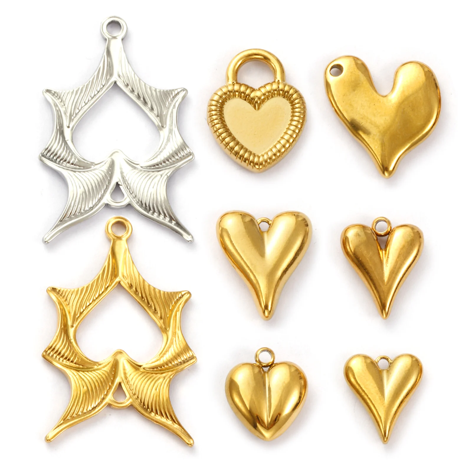 2 Piece 304 Stainless Steel Valentine's Day Charms Multicolor Heart Pendants For DIY Necklace Bracelet Jewelry Making Findings