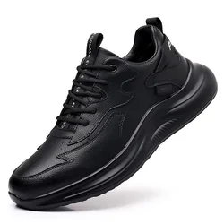 Autumn Winter New Designer Cow Leather Shoes for Men Fashion Black Lace Up Sports Casual Sneakers Male Korean Zapatos Hombre