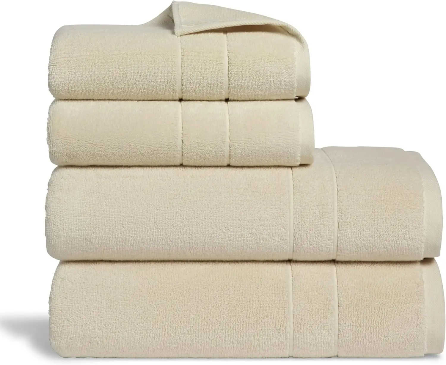 Super-Plush Turkish Cotton Bath Towel Set - Set of 2 Bath Towels + 2 Hand Towels Vanilla Cream 100% Cotton