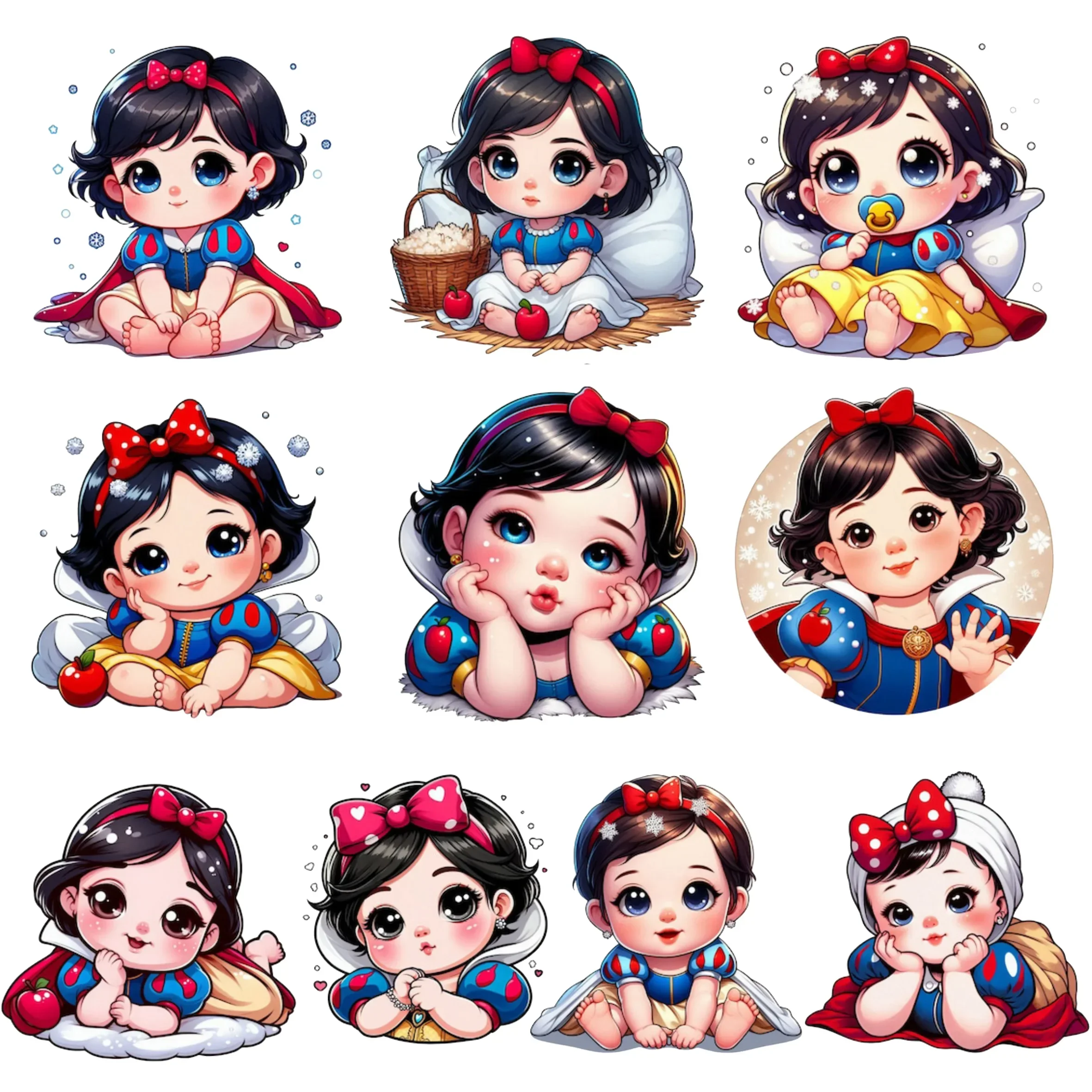

Disney Princess Group Iron On Heat Transfer Stickers For Clothes DTF Pinted Vinyl Thermal Appliques Washable T-Shirt Decal