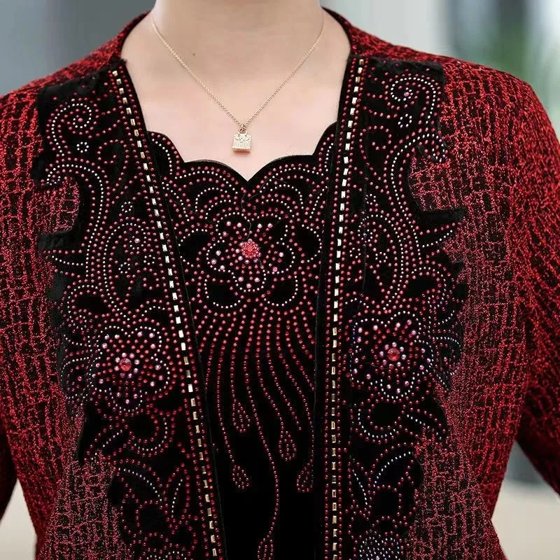 وهمية قطعتين سترة المرأة 2025 الخريف الربيع طويلة الأكمام سترة عالية الجودة الديكور سترة للنساء #5