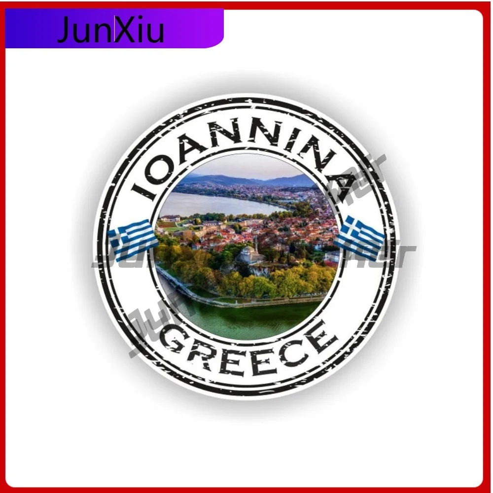

Ioannina Greece Seal Sticker Round Flag Cool Vinyl Decal Waterproof Car Decor for Body SUV Motocross Windshield Guitar