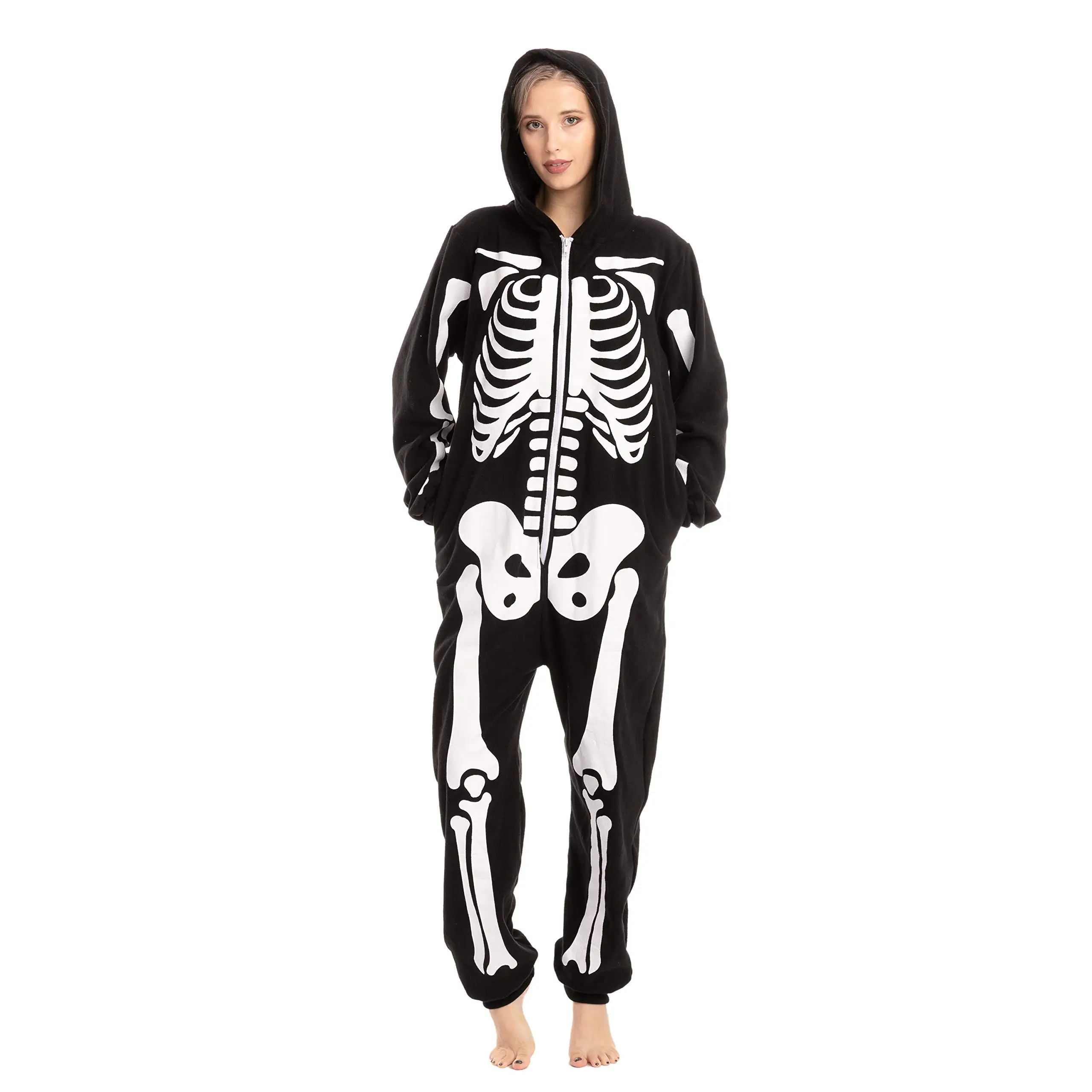 Spooktacular Creations Halloween Skeleton Costume, Unisex Skeleton Costume Jumpsuit for Adult Halloween Themed Parties