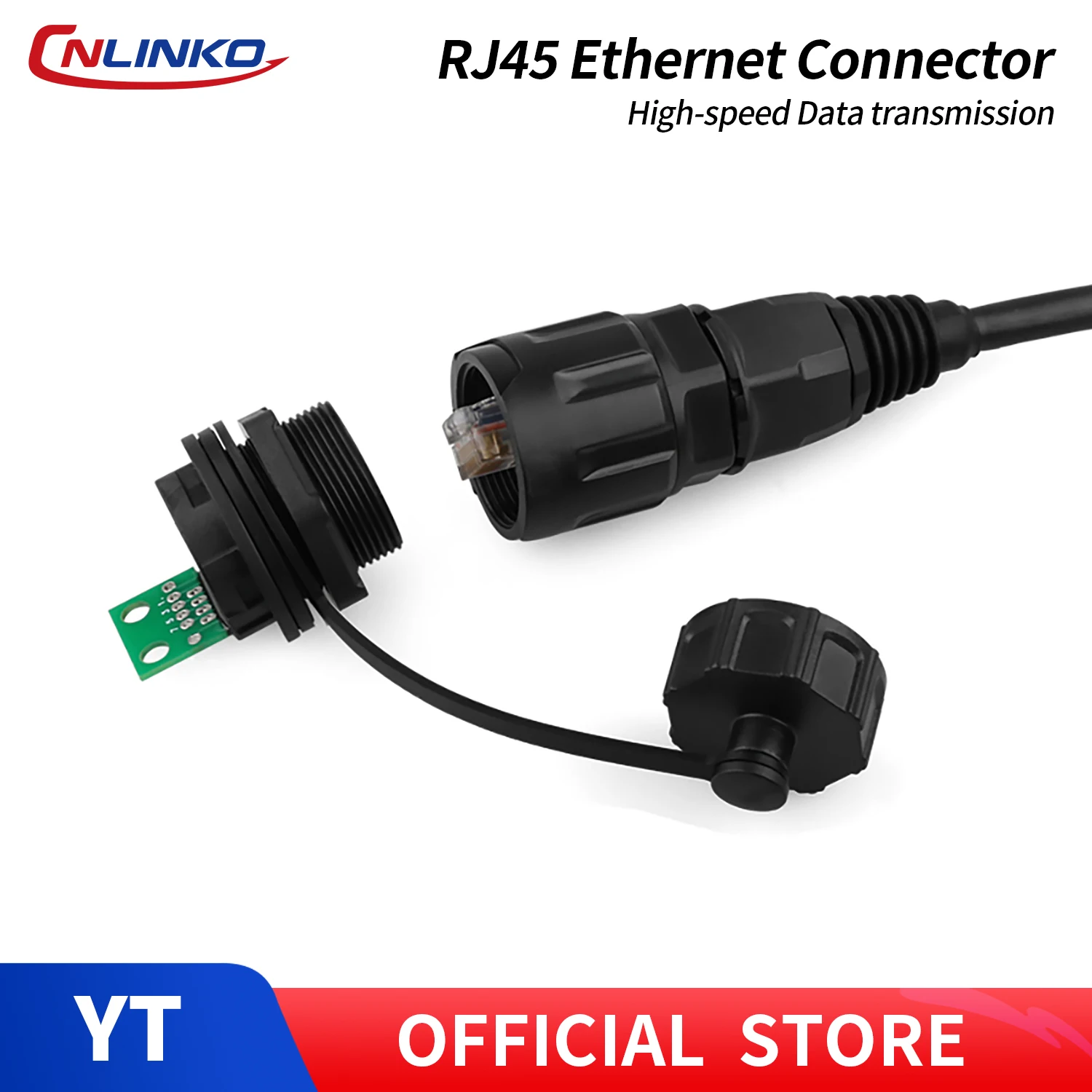 CNLINKO PBT Waterproof Circular RJ45 Plug & Socket Kit 8P8C Quick Lock Connector Panel Mount for Outdoor Industrial Network