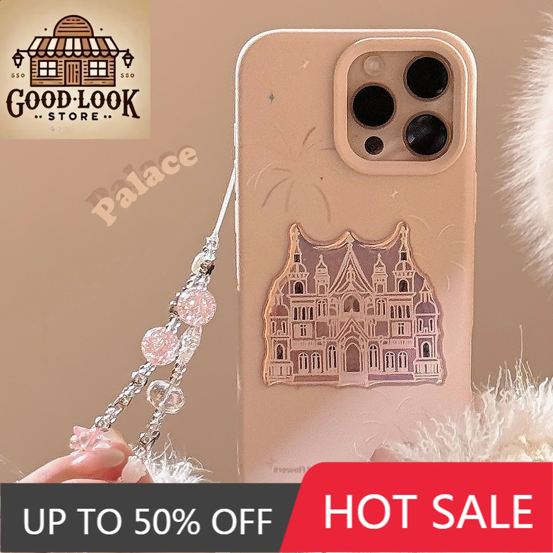 Palace series: European palace style mobile phone case, luxury texture laser powder castle iphone16for 16 15 14 13 12