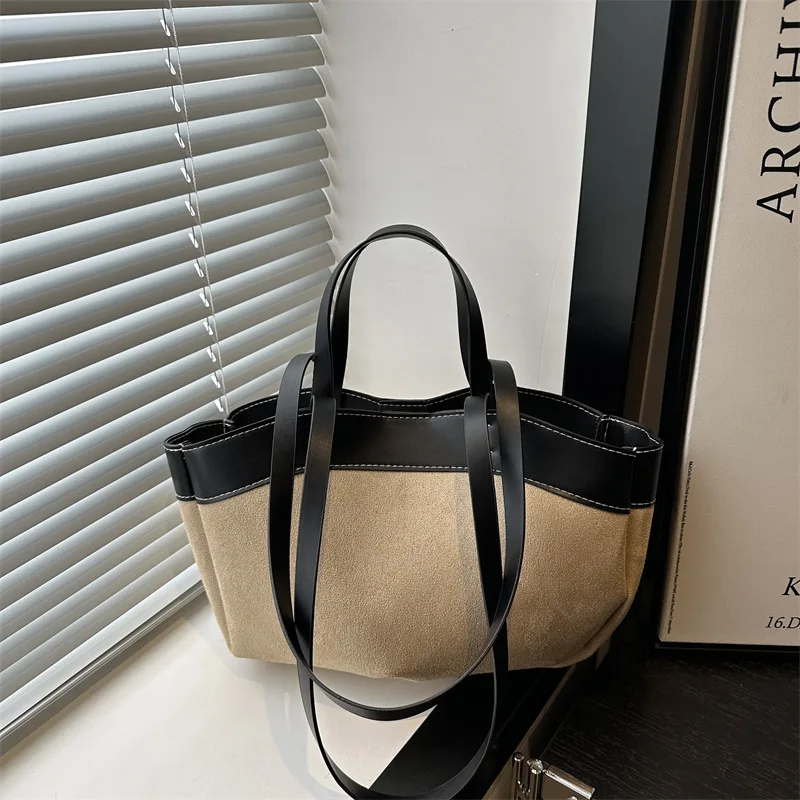 

Casual Solid Color Women's 2025 Autumn New Product Fashion Large Capacity Commuting Mother and Child Shopping Single Shoulder Ha