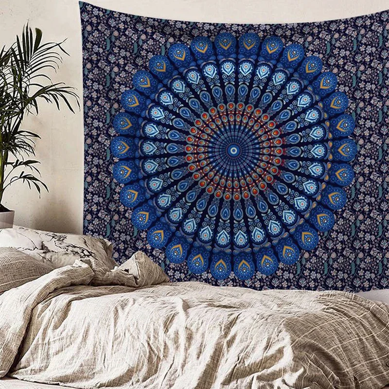 Bohemian Mandala Tapestry Wall Hanging Cloth Sandy Beach Rug Blanket Home Decorative Tapestries Wall Carpet