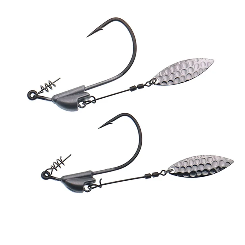 2PCS 1/0g 3/0 5/0Angeln Haken Jig kopf Blei Kurbel Haken Mit Löffel Weiche köder Haken Hinzufügen Blei Gewicht Wurm Haken Angeln Trackle